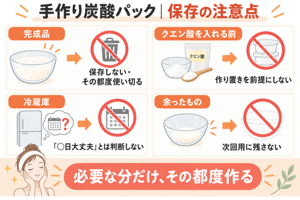 手作り炭酸パック|保存の注意点
