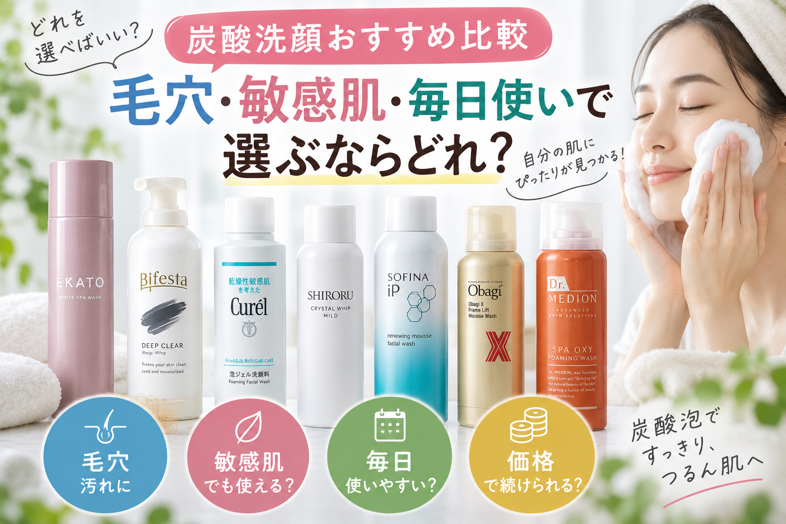 炭酸洗顔おすすめ比較｜毛穴・敏感肌・毎日使いで選ぶならどれ？